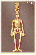 14K Yellow Gold Full Body Human Skeleton Charm