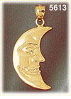 14K Yellow Gold Crescent Man In The Moon Celestial Charm