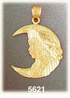 14K Yellow Gold Person On The Moon Charm
