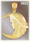 14K Yellow Gold Person On The Moon Celestial Charm