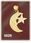 14K Yellow Gold Face On A Crescent Moon w/Star Charm