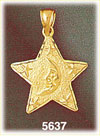 14K Yellow Gold Star w/Center Crescent Moon & Stars Celestial Charm