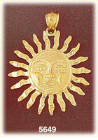 14Kt Yellow Gold Smiling Sun Charm