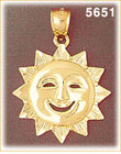 14K Yellow Gold Smiling Sun Charm