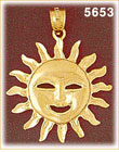 14Kt Yellow Gold Golden Smiley Face Sun Charm