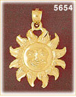 14Kt Yellow Gold Smiling Sunshine Sun Charm