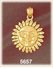 14Kt Yellow Gold Smiley Face Sun Charm