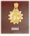 14K Yellow Gold Small Shiny Golden Sun Charm
