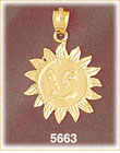14K Yellow Gold Smiling Sunflower Sun Charm