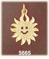 14K Yellow Gold Sun w/Smiley Face Charm