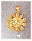 14K Yellow Gold Moon & Sun Charm