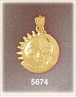 14K Yellow Gold Sleeping Sun On Moon Celestial Charm