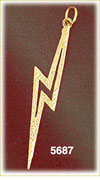 14K Yellow Gold Outlined Lightning Thunderbolt Celestial Charm