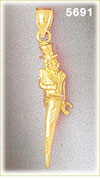 14K Yellow Gold Leprechaun Italian Horn Charm 3D