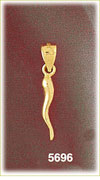 14K Yellow Gold Italian Horn Cornicello Charm 3D