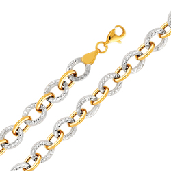 14K Two Tone Gold Fancy Cable Chain Link Bracelet 14k two tone gold fancy cable chain link bracelet