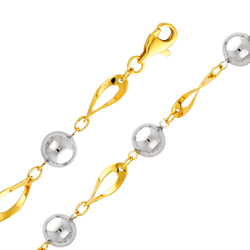 14K Two Tone Gold Ball Link Bracelet