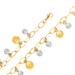 14Kt Two Tone Gold Ball Link Bracelet