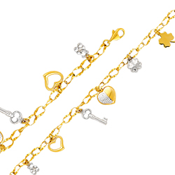 14K Two Tone Gold Fancy Designer Link Bracelet