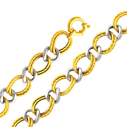 14K Two Tone Gold Fancy Link Bracelet