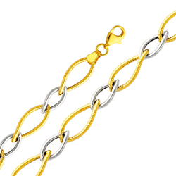 14K Two Tone Gold Fancy Link Women Bracelet