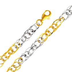14K Two Tone Gold Fancy Link Womens Bracelet