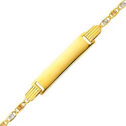 14K 3 Color Gold 2.5mm Rectangle Baby ID Valentino Bracelet