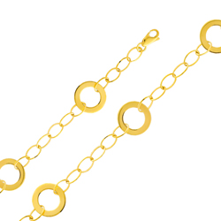 14K Yellow Gold Fashion Designer Circle Link Bracelet