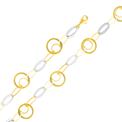 14Kt Two ToneGold Fashion Designer Circle Link Bracelet