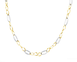 14Kt Two Tone Gold Light Fashion Designer Link Necklace