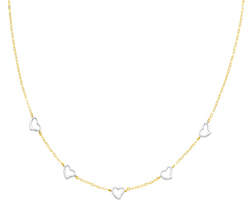 14Kt Two Tone Gold Heart Designer Light Fashion Link Necklace