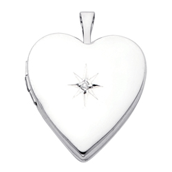 14K White Gold Heart Locket with Diamond Accent 14k white gold heart locket with diamond accent