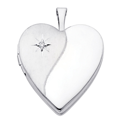 Elegant 14K White Gold Diamond-Accent Heart Locket Pendant Elegant 14K White Gold Diamond-Accent Heart Locket Pendant