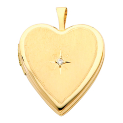 Exquisite 14K Yellow Gold Diamond-Accent Heart Locket Pendant