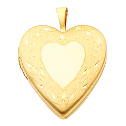Enchanting 14K Yellow Gold Engraved Decorative Heart Locket Pendant Enchanting 14K Yellow Gold Engraved Decorative Heart Locket Pendant