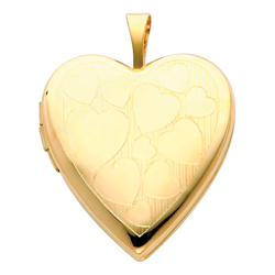 Delightful 14K Yellow Gold Engraved Hearts Heart Locket Delightful 14K Yellow Gold Engraved Hearts Heart Locket
