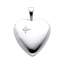 14K White Gold Diamond Accent Heart Locket 14k white gold diamond accent heart locket