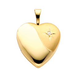 Resplendent 14Kt Yellow Gold Diamond Accent Heart Locket Pendant Resplendent 14Kt Yellow Gold Diamond Accent Heart Locket Pendant