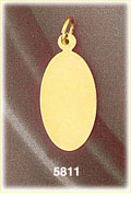 14Kt Solid Gold Personalized Laser Engravable Oval Charm
