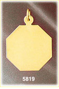 14K Solid Gold Engravable Octagon Pendant