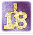 14K Yellow Gold Number Pendant With Texture Finish