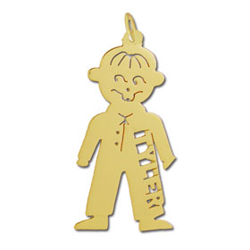 14K Gold Designer Little Boy W/Cutout Name Nameplate