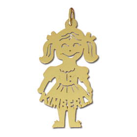 14K Gold Designer Girl Personalized Nameplate