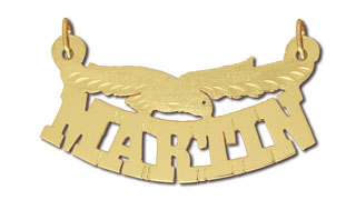 14K Gold Designer Flying Eagle Personalized Nameplate