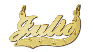 14K Gold Designer Personalized Etched Star Script Nameplate