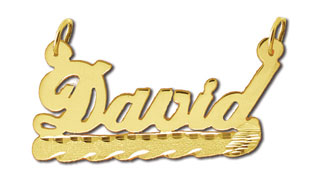 14K Gold Personalized Designer Underlined Script Nameplate