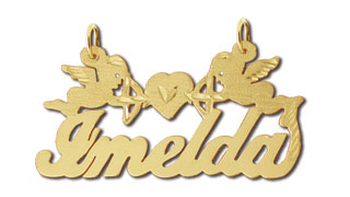 14K Gold Designer Personalized Cupids Script Nameplate
