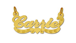 14K Gold Personalized Heart Scroll Script Designer Nameplate