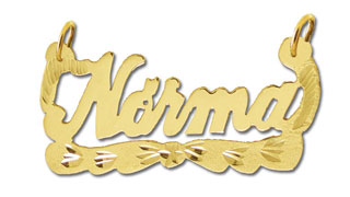 14K Gold Personalized Designer Diamond Cut Underlined Script Nameplate