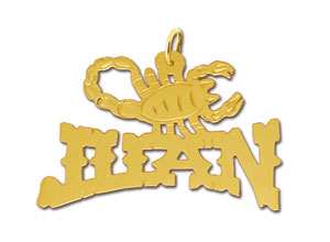 14K Gold Personalized Designer Scorpion Nameplate